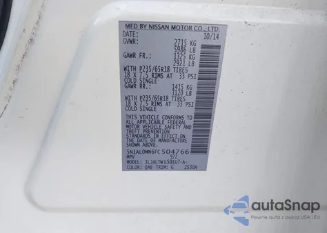 2015 Infiniti Qx60 from USA, damaged, VIN 5N1AL0MN6FC504766